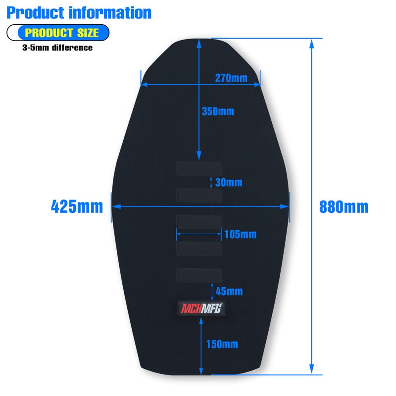 MCHMFG Universal Gripper Soft Seat Cover for All Bike Dirt Motorcycle MX Cross Enduro (Black) - Image 4